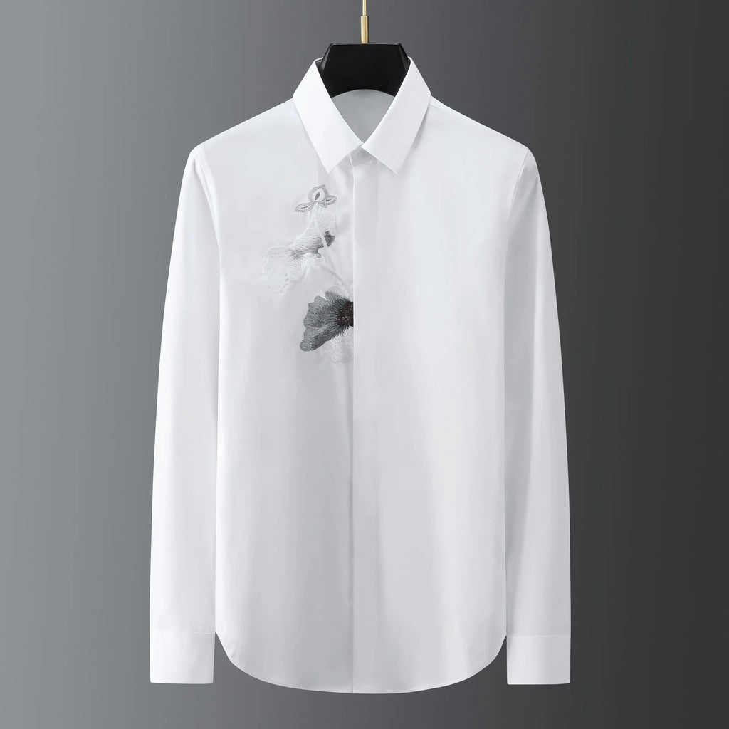 Lotus Embroidered Men's Shirt