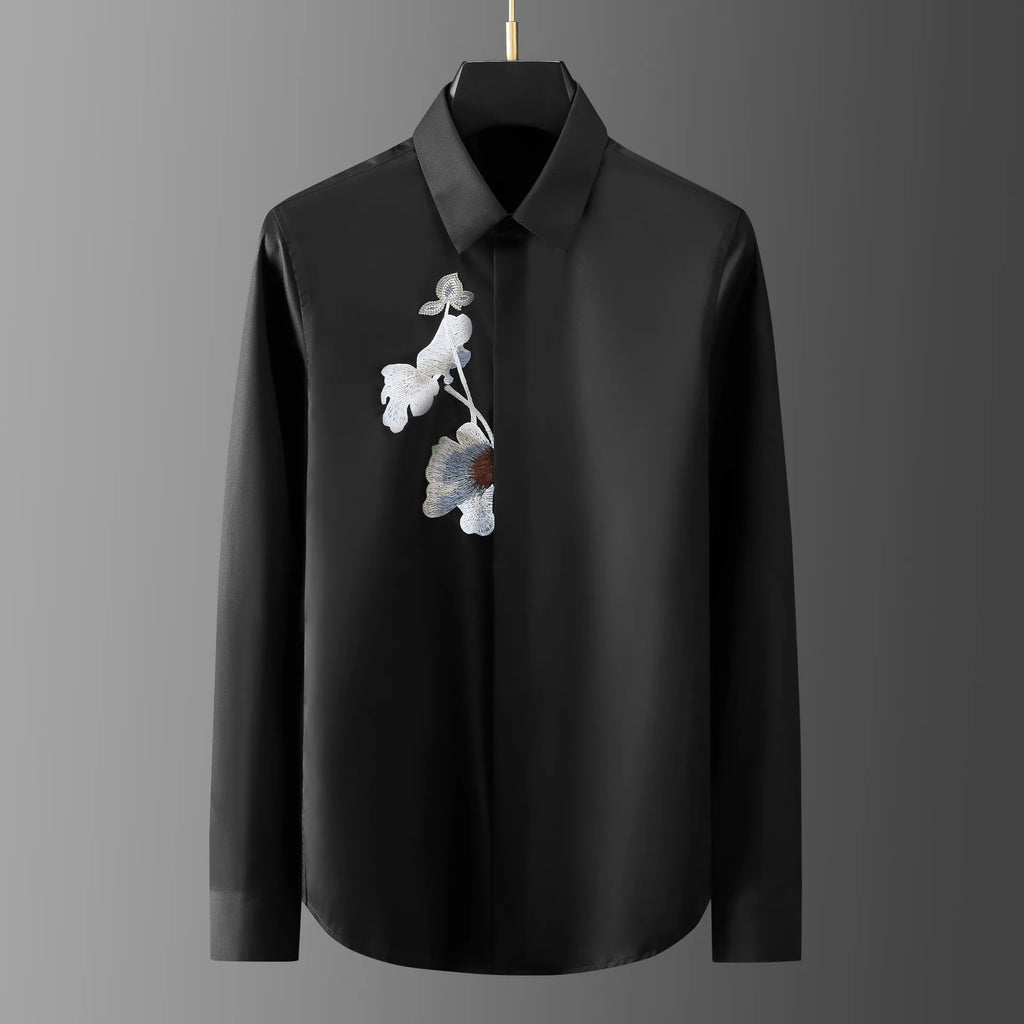 Lotus Embroidered Men's Shirt