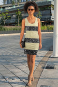 Gold and Black Glitter Stripes Pattern Sublimation Dress