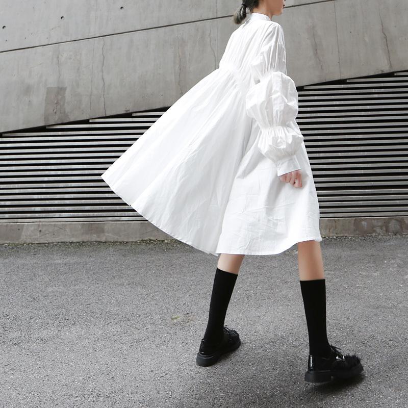 Long Sleeve Pleated Shirt Dress
